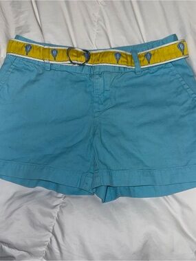 Girls Size 7 Blue Summer Shorts Hot Air Balloon Belt Cute Beach Shorts